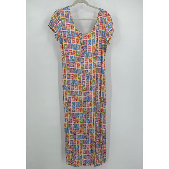 Weekend Traffic Womens Size XL Fish Print Maxi Dress Y2K Graphic Pop Art - Picture 1 of 8